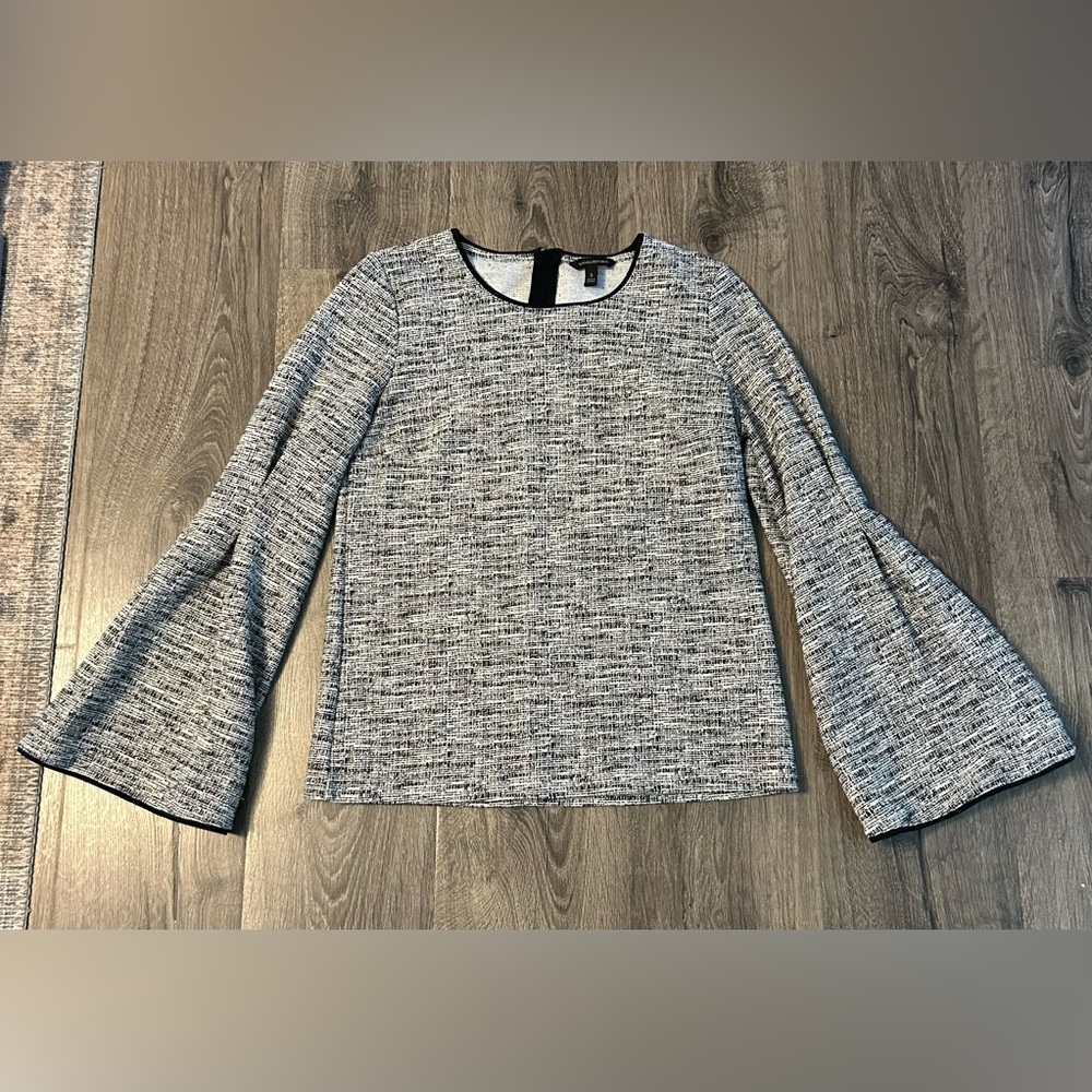 Banana Republic Bell Sleeve Top Blouse Black and White